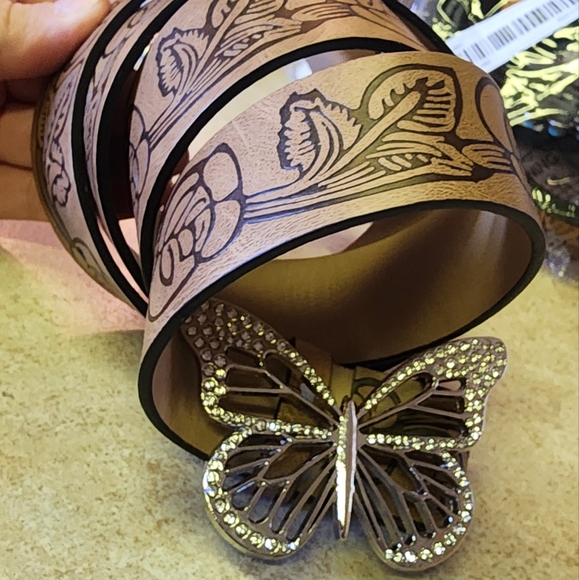 New Brown floral Belt And butterfly belt Buckle message with your size - Picture 4 of 5